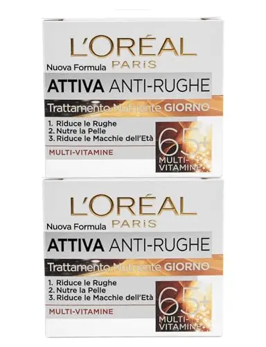 L'Oréal Paris Age Perfect Anti-Arrugas 65+ Crema Facial de Día Nutritiva con Multi-Vitaminas para Pieles Maduras - 2 Tarros de 50ml