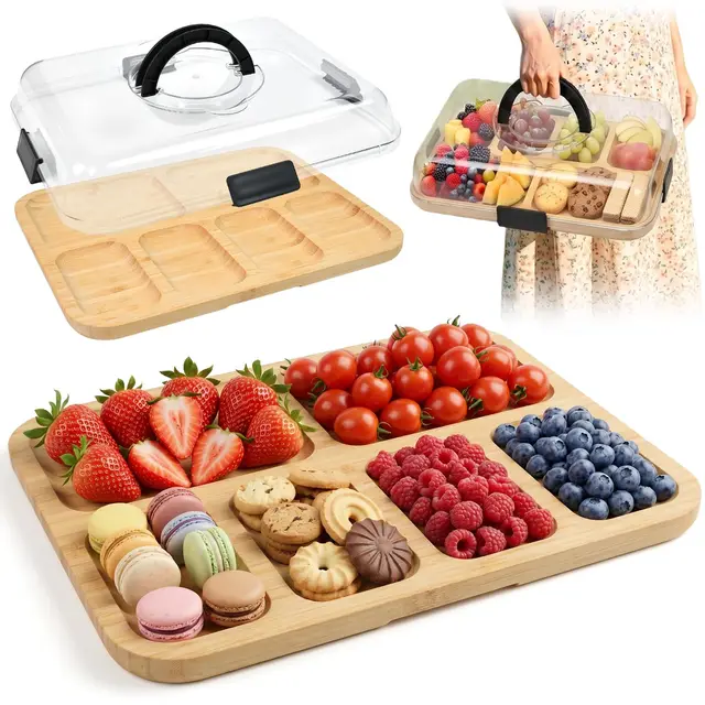 zxbbtz tabla quesos bambú con tapa 6