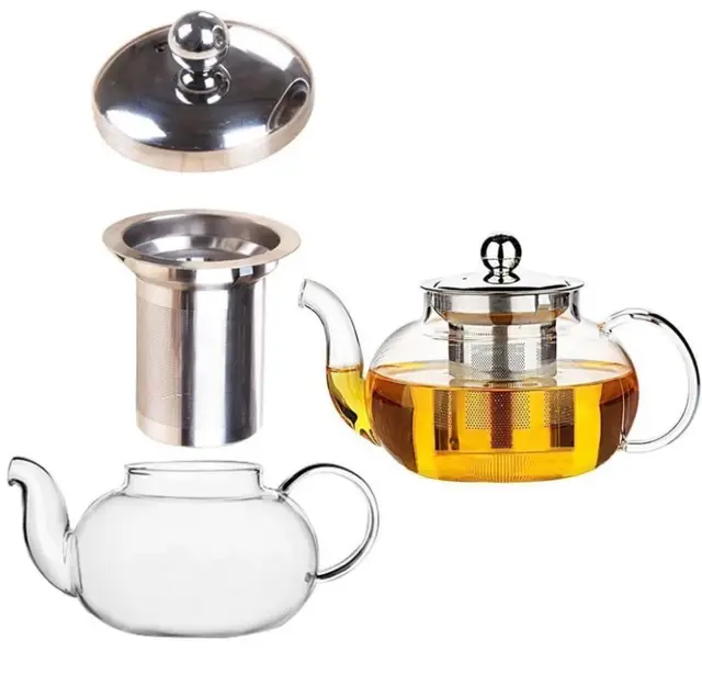 Tetera de vidrio de borosilicato - Hervidor de té - Teteras con infusor extraíble - 800ml