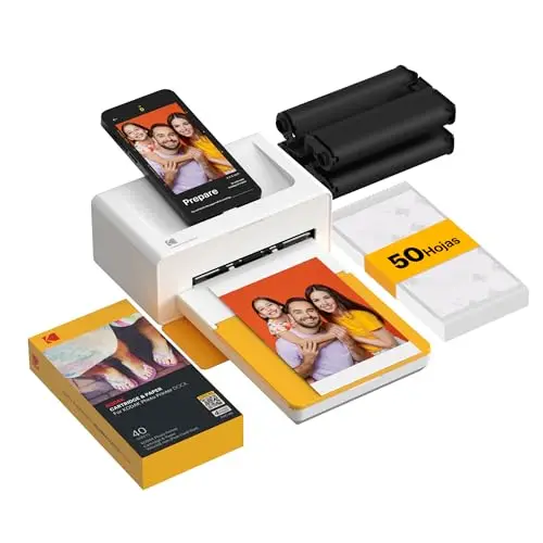 KODAK Dock Plus 4PASS Impresora de Fotos Instantánea (10x15cm) + Pack con 40 Hojas