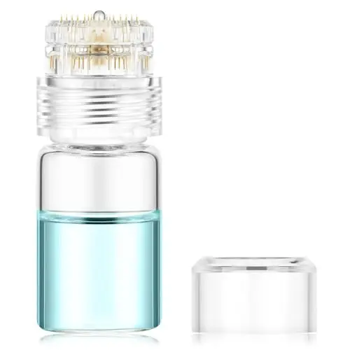Microneedling Stamp, Stamp de Microagujas con 0,25 mm Puntas Titanio, Microneedling Dermaroller Facial, Rodillo Barba de Titanio Microagujas, Needle 20 Pin con Botella de Suero Rellenable