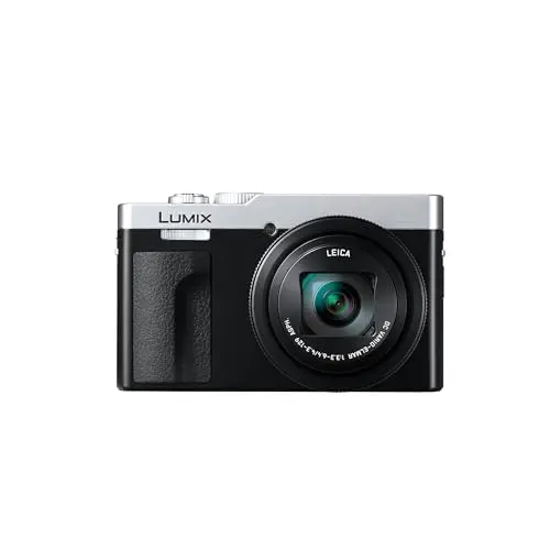 Panasonic LUMIX DC-TZ99E-S Cámara Compacta con Zoom para Viajes, Lente Leica DC, Zoom de 30x, 20,3 MP, Video 4K 30p, Monitor Inclinable, Wi-Fi, Bluetooth, Color Argento