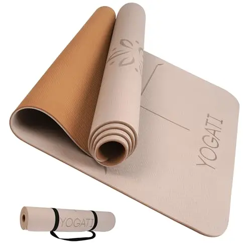 YOGATI Esterilla Yoga con Correa. Esterilla Yoga Antideslizante. Esterilla Fitness Ideal para Gym o casa. Esterilla Pilates Gruesa. Esterilla Deporte para Mujeres y Hombres. Yoga Mat.