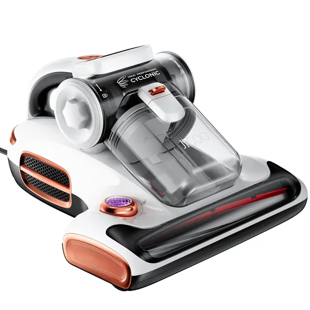 JIGOO T600 Aspiradora Antiacaros para Colchones con Luz UV y Vibración, 700W 15kpa Elimina 99.9%, Pantalla LED, 5s Colector de Polvo de Calentamiento Rápido,Diseño Silencioso 72dB sin Ruido