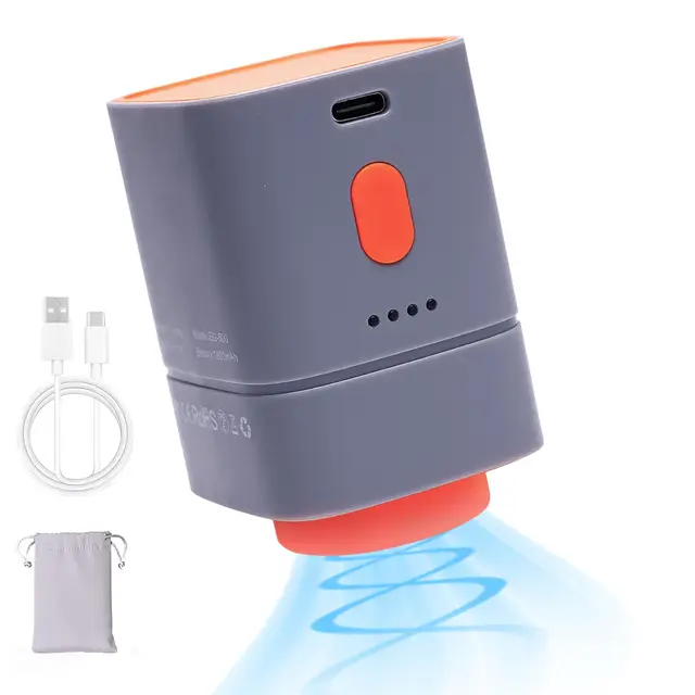 Bomba de Vacío Portátil Inalámbrica para Bolsas - 4500 PA, 25W, 1800mAh, USB-C, Compacta y Potente (Gris/Naranja) para Viajes y Almacenaje en Casa