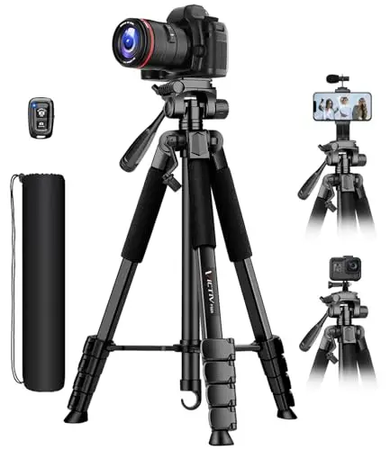 Victiv 174cm Tripode Camara, Tripode para Movil con Soporte Teléfono & Control Remoto, Tripod Camara Reflex para Sony Nikon Canon, Ligero Trípode Móvil para iPhone 17/16/15/14/13/12Pro MAX