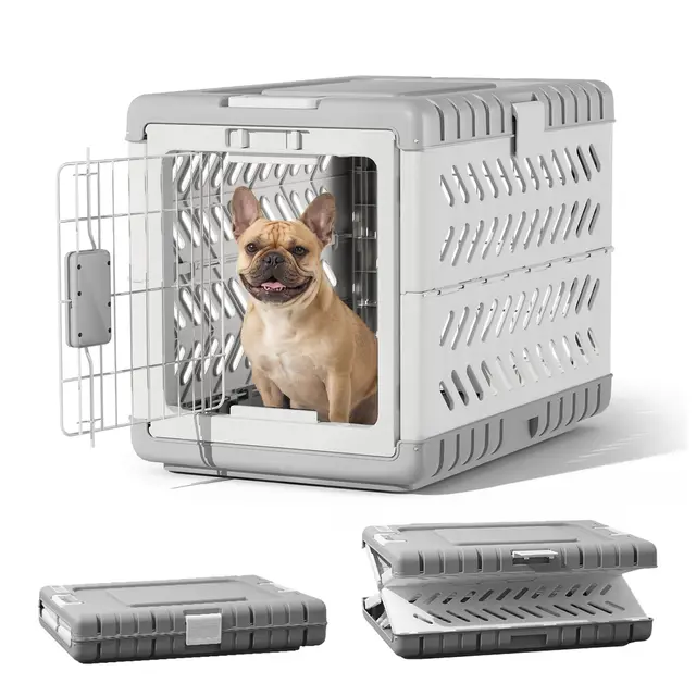 Gardner Pet Jaula para Perros Plegable,Transportin Perro,Adecuado para Perros Pequeños/Medianos Y Gatos De 71x46.5x53cm,Se Pliega Sin Herramientas,para Interior Exterior,Equipado con 2 Ruedas,Gris