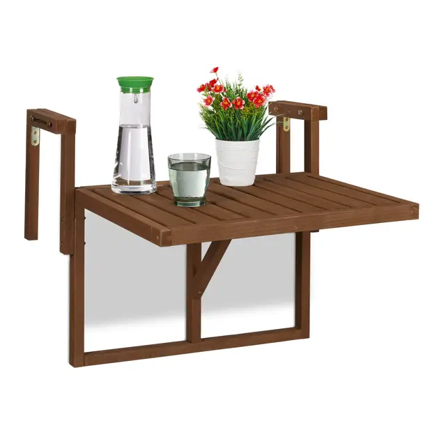 relaxdays mesa plegable balcón madera