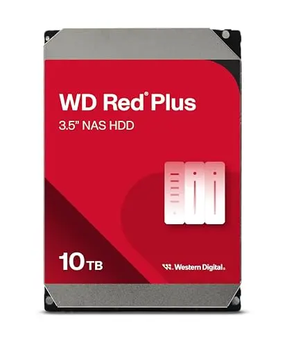 WD Red Plus 10TB NAS Disco Duro Interno 3,5" - 7200 RPM, SATA 6Gb/s, CMR, 256MB Caché