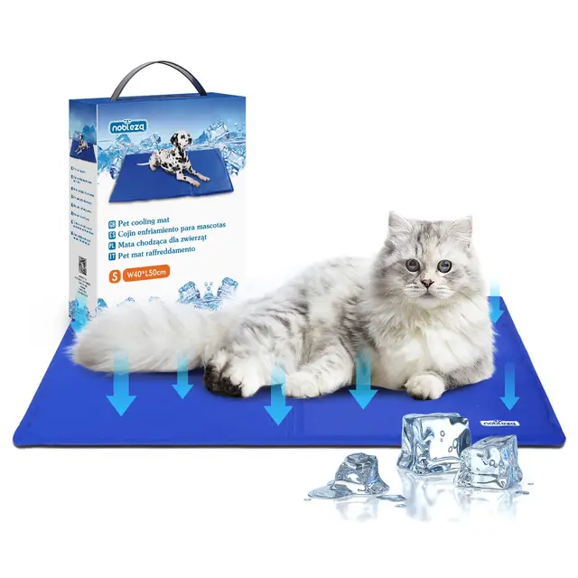 Nobleza Alfombra Refrescante para Perros Gatos, Auto Refrigerante No tóxico. Alfombra de Gel Activada por Presión para Perros Gatos, 50 * 40 cm, Azul