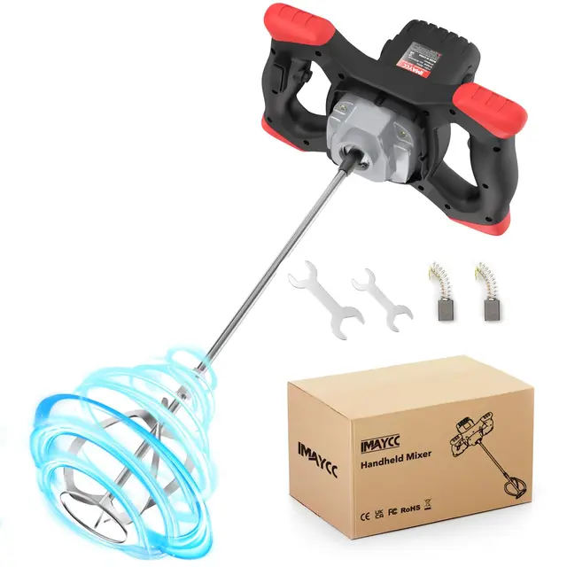 IMAYCC Mezclador de Taladro de Hormigón Eléctrico, Mezclador de Mortero Portátil de 2100W, Agitador M14 Ajustable, para Mezclar Pintura, Lechada de Cemento, Hormigón, Mortero, Forraje, etc.