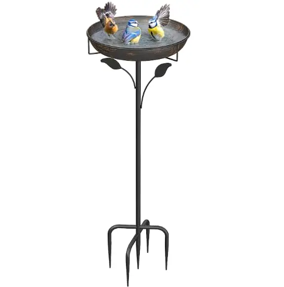 WELDUN bebedero para pájaros, cuenco de alimentación de 30 cm, jardín, cuenco de metal resistente