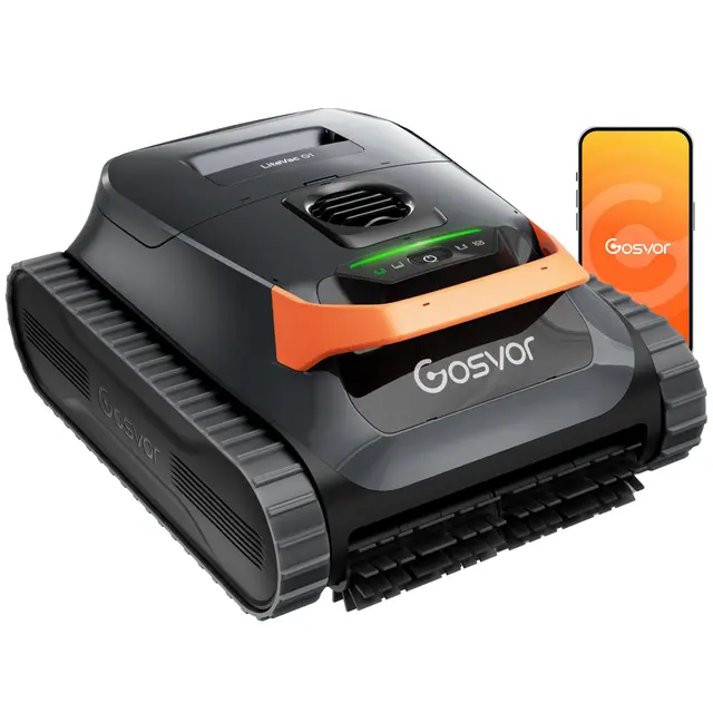 Gosvor (Nuovo 2026 Robot Piscina Limpiafondos y Paredes, Doble Filtración, Planificación Inteligente Rutas, 5 Modos, Control App, 200Min Autonomía, Línea Agua y Zona Poco Profunda,Gris Naranja