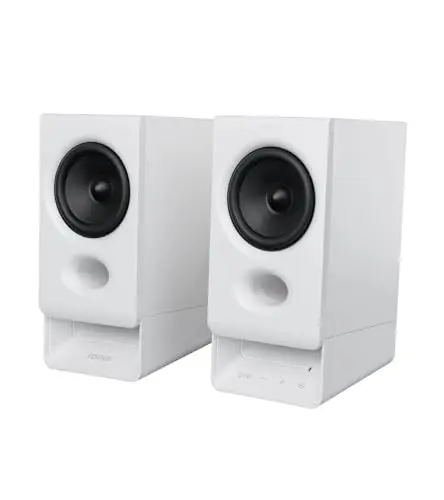 Edifier R20BT Altavoces PC USB, Controladores Full-Range 2.75'', Bluetooth 6.0, Controles táctiles, Entrada AUX, Jack Auriculares, luz Ambiental y perfiles de Sonido Personalizables por App - Blanco