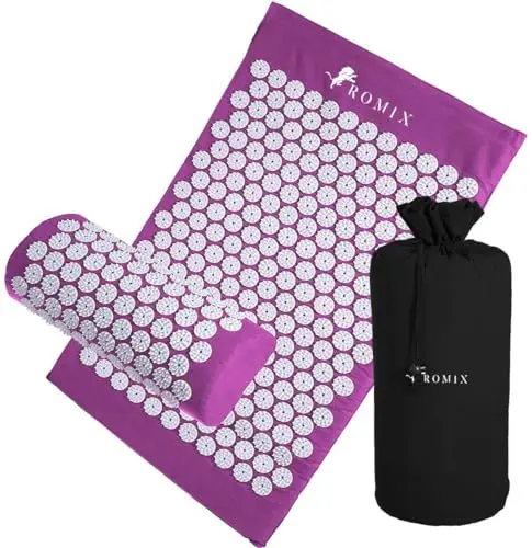 ROMIX Juego de tapete de acupresión y almohada, tapete de acupuntura para espalda, cuello, pies, alivio del dolor muscular, relajación muscular, reducción del estrés, terapia de bienestar, colchón de