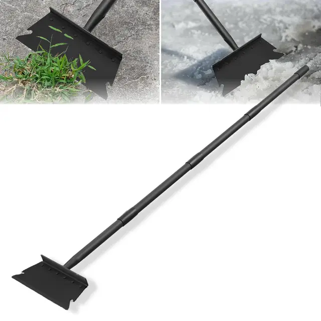 Pala de Jardín Multifuncional con Largo Mango 148 cm, Pala Plana de Acero raspador de jardín para Malas Hierbas y Musgo, Pala de Limpieza de JardíN para Plantas, Palear Nieve, Limpiar Granjas