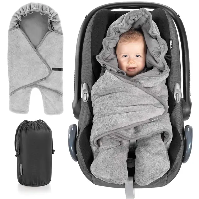 Zamboo Saco Capazo Universal Primavera-Otoño, Saco Grupo 0 (se Adapta a Maxi-Cosi/Cybex/Römer) y Cochecitos, Arrullo para Bebes Recien Nacidos con Bolsa, Gris