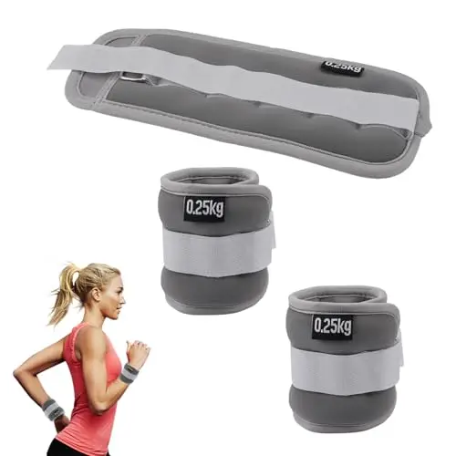 2 Piezas Pesas Tobilleras con Peso 0.25 KG, Pesas para Tobillos Entrenamiento, Ankle Weights con Correa Ajustable, Pesas Muñecas Tobillo Portátil, Lastres Tobillos para Fitness, Correr, Aeróbic