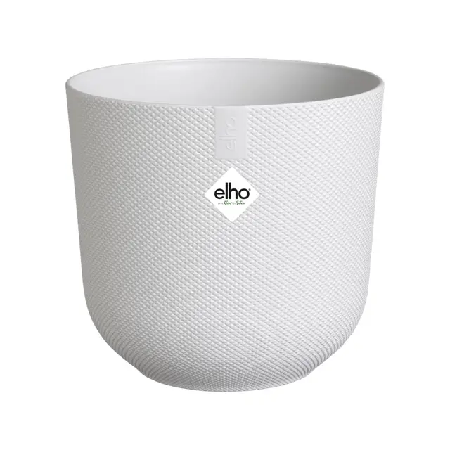 Elho Jazz Round 26cm - Maceta Grande Interior - Estructura Única - 100% Plástico Reciclado - Blanco/Silky White