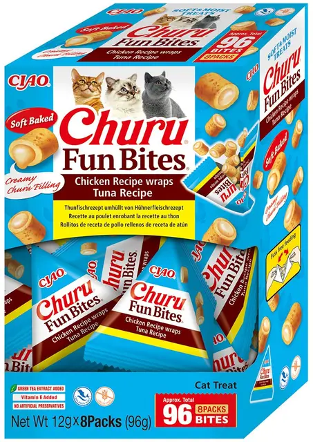 INABA Churu Fun Bites Snack Gato Pollo y Atún 8x12g