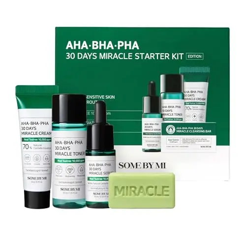 SOME BY MI AHA BHA PHA Kit de inicio de 30 días: tónico de 1,01 oz, suero de 0,33 oz, crema de 0,7 oz, barra limpiadora de 1,05 oz, juego de cuidado diario exfoliante suave para la piel