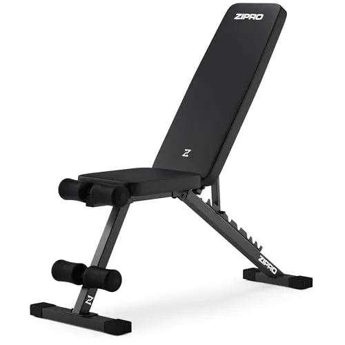ZIPRO Banco de Musculación Ajustable Multifuncional Fitness Gimnasio hasta 300 kg con Respaldo y Asiento 7 Posiciones Plano Inclinado Declinado Equipo Entrenamiento para Casa Home Gym – Stride Negro