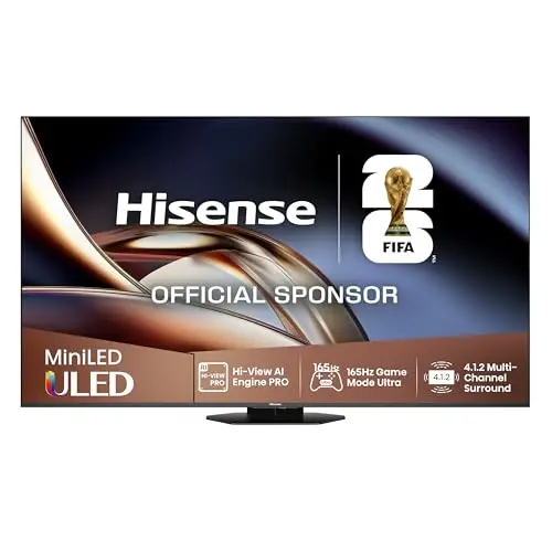 Hisense 75U8Q - Mini LED Pro Smart TV 75 Pulgadas, Procesador Hi-View IA Pro, 4.1.2 Sonido multicanal, Modo Juego Ultra 165Hz, Antireflejos Pro, Full Array Local Dimming, Dolby Vision IQ, Dolby Atmos