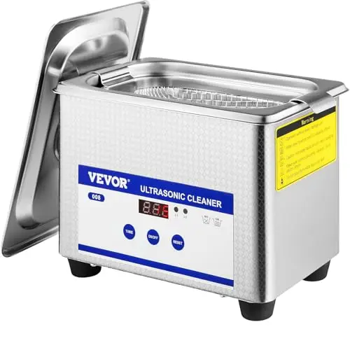 VEVOR Limpiador Ultrasónico Profesional de Acero Inoxidable 800ml, 35W, Máquina de Limpieza Potente Frecuencia de 40 kHz con Pantalla LED para Joyas, Reloj, Gafas