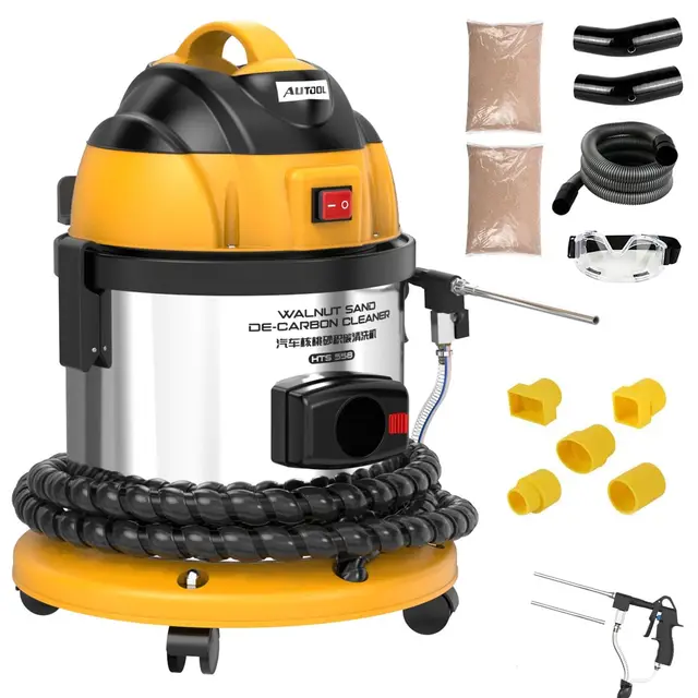 AUTOOL HTS558 Máquina de Chorro de Arena de Nuez, Máquina de Limpieza de válvulas de admisión de Motor de automóvil, Limpiador de depósitos de Carbono de Motor de Arena de Nogal de 220 V