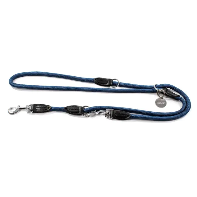 lionto Correa ajustable para perros, correa multifuncional, correa doble, correa para el cuello, robusta, resistente a la intemperie, 200 cm, azul