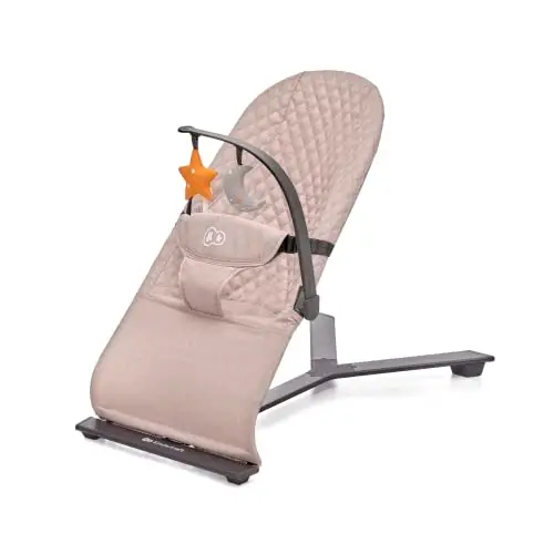 Kinderkraft MIMI Hamaca bebé, Balancin para bebés 0-9 kg, Plegado Compacto, Reclinable con una sola mano, Movimiento natural, Arco con juguetes, Materiales suaves, Fácil de limpiar, Beige