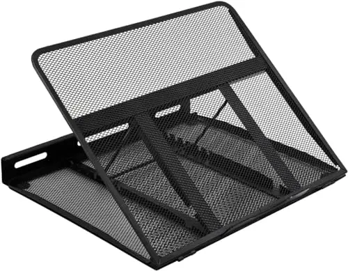 Amazon Basics Soporte de portátil ergonómico, ajustable y con ventilación, apto para portátiles de hasta 17,3 pulgadas, Negro, 33 x 28,7 x 18,5 cm