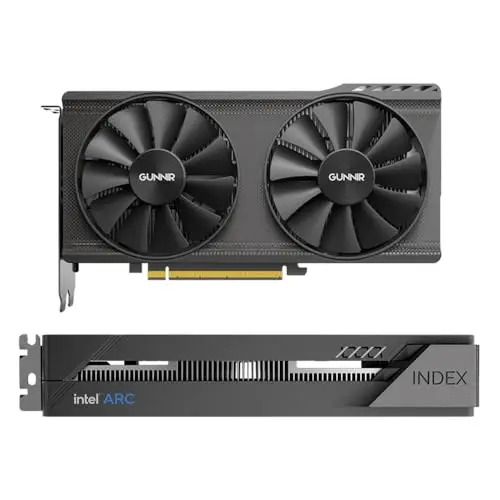 Cutesliving GUNNIR Intel Arc A380 Index 6G GDDR6 Tarjeta gráfica con tecnología XeSS, reloj de 2 GHz, PCIe 4.0, 1 salida HDMI 2.0 y 3X DP 2.0, 75 W TBP, ventiladores duales para transmisión y juegos