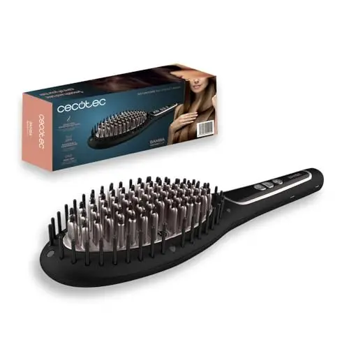 Cecotec Cepillo Alisador Eléctrico Bamba InstantCare 900 Perfect Brush. 61 W, Revestimiento de Queratina y Aceite de Argán e ión real, Temperatura Regulable, Cabezal Cerámico, Autoapagado