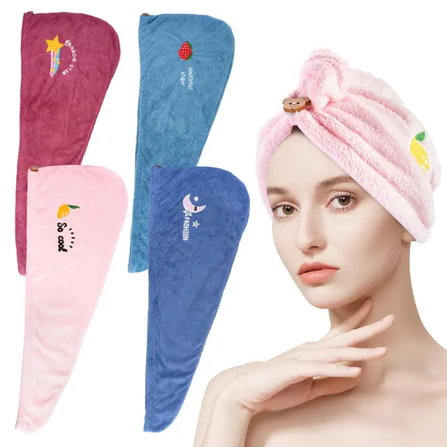 fyrdm set 4 toallas turbante microfibra