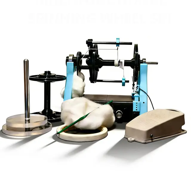 Kit De Hilandero Eléctrico, Rueda De Hilar con Bobinadora, Velocidad Ajustable, Marcha Adelante Y Atrás, para Hilar Lana, Algodón, Seda Y Otras Fibras