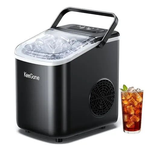 Máquina de cubitos de hielo pequeña con depósito de agua de 1,2 litros, 9 cubos en 6 minutos, color negro, con mango portátil, 10 kg/24 h, para cocina, oficina, bar y fiestas