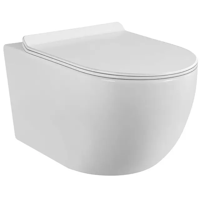 Inodoro suspendido - Cerámica - Sin bridas -Blanco - Soft-close - Tapa extra fina - Diseño elegante y moderno