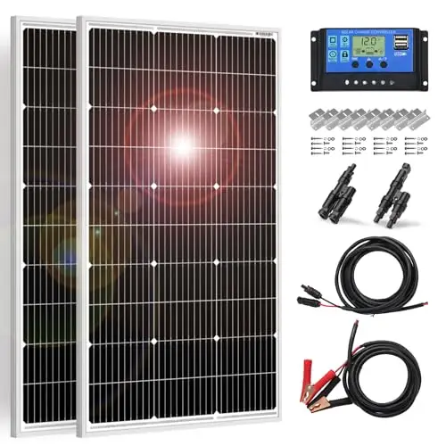 DOKIO 2PC Panel Solar 100W 18V Monocristalino 200W para carga de batería de 12V