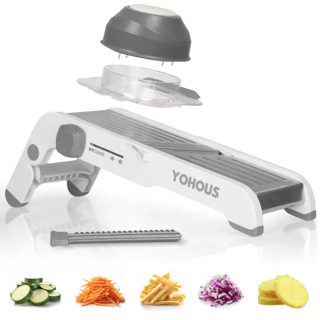 Mandolina De Cocina Profesional Regulable - Cortador De Verdura Manual En Acero Inoxidable - Laminadora De Verduras En Juliana, Cubos Y Rodajas Finas