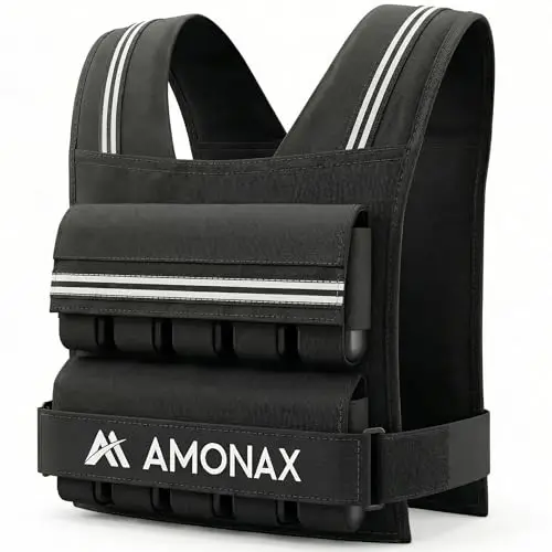Amonax Chaleco Lastrado 10kg / 20kg / 30kg, Chaleco Peso Entrenamiento Ajustable para Mujer y Hombre, con Elementos Reflectantes, Chaleco con Peso para Running, Caminar y Fitness