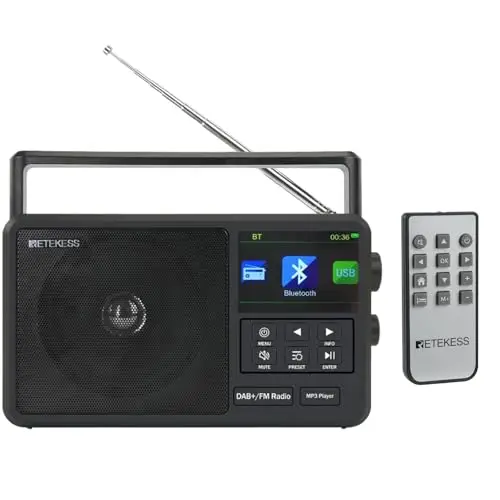Retekess TR640 Radio por Internet,Radio Digital Dab,Digital FM,Apta para Entusiastas,Silencio con un Solo Toque,Antena Externa,con Control Remoto,Operación de la Perilla