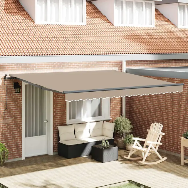 Brokky Toldo Motorizado 4 x 3.5 m con Mando a Distancia Toldo de Exterior Terraza Enrollable con Manivela Marco de Aluminio para Terraza, Jardín-Beige-400 x 350 cm