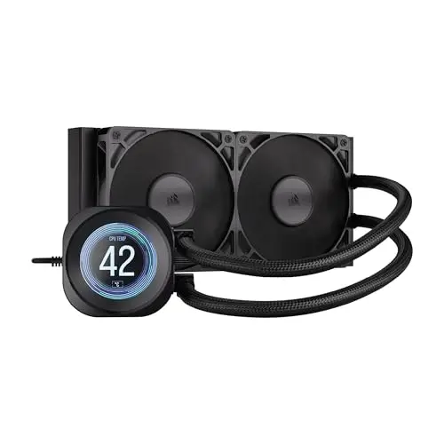 Corsair Nautilus 240 RS LCD Refrigeración líquida de CPU – Pantalla LCD IPS de 2,1", 240mm AIO, Bajo Ruido, Daisy-Chain, Intel LGA 1851/1700, AMD AM5/AM4 – Incluye 2 Ventiladores RS120 – Negro