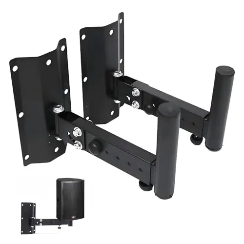 Soporte De Pared para Altavoz De Metal, 2PCS Cajas De Altavoz Soporte De Pared Soporte Ajustable Soporte para Altavoz para Montaje En Pared para Altavoces Universales De hasta 35 kg Negro