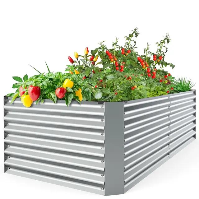 Ohuhu Jardineras Exterior Grandes 180x90x60cm para Jardín, Huerto Urbano Terraza para Plantar Todo Tipo de Vegetales, Hierbas y Flores, Maceteros Exterior Elevados de Acero