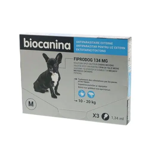 Biocanina Fiprodog 134mg spot-on antiparasitaire chiens de 10 à 20kgs 3 pipettes