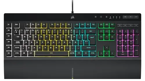 Corsair K55 RGB PRO Teclado para Juegos con Teclas de Membrana, Retroiluminación RGB Dinámica, 6 Teclas Macro con Integración el Software Elgato, Resistencia al Polvo y los Derrames, QWERTY, Negro
