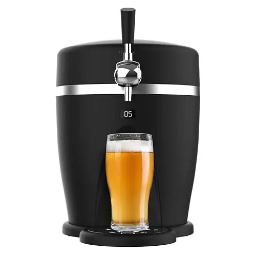 Cecotec Dispensador - Tirador de Cerveza - BeerFlow 5000-60W, Mantiene la Temperatura, Compatible Barriles Presurizados 5L - Tipo DraughtKeg de Heineken, Asa, Bandeja y Pies Antideslizantes