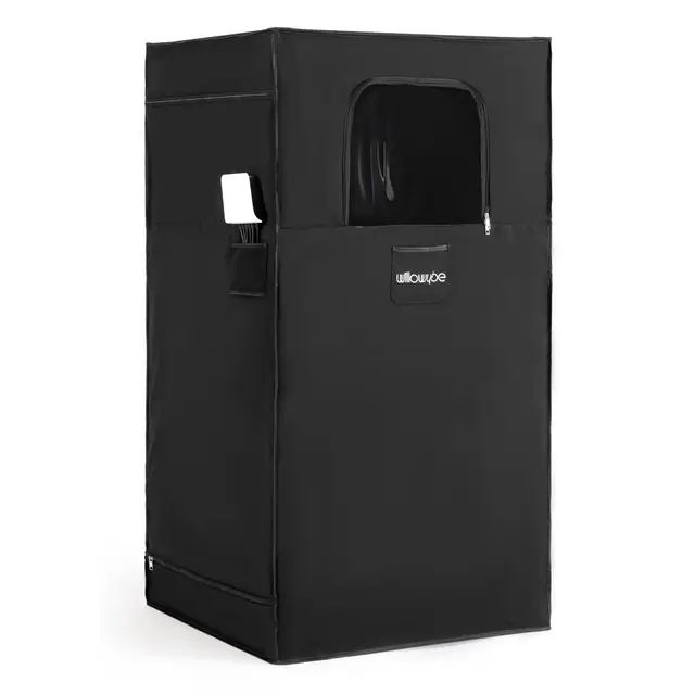 WILLOWYBE sauna infrarroja portátil para el hogar con 6 placas de calentamiento, tienda de campaña de sauna, almohadilla de calentamiento para pies y luz cálida LED, caja de sauna infrarroja seca para